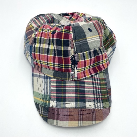 Polo Ralph Lauren Plaid Madtas Patchwork Baseball Cap Hat Pony Logo - Picture 2 of 2